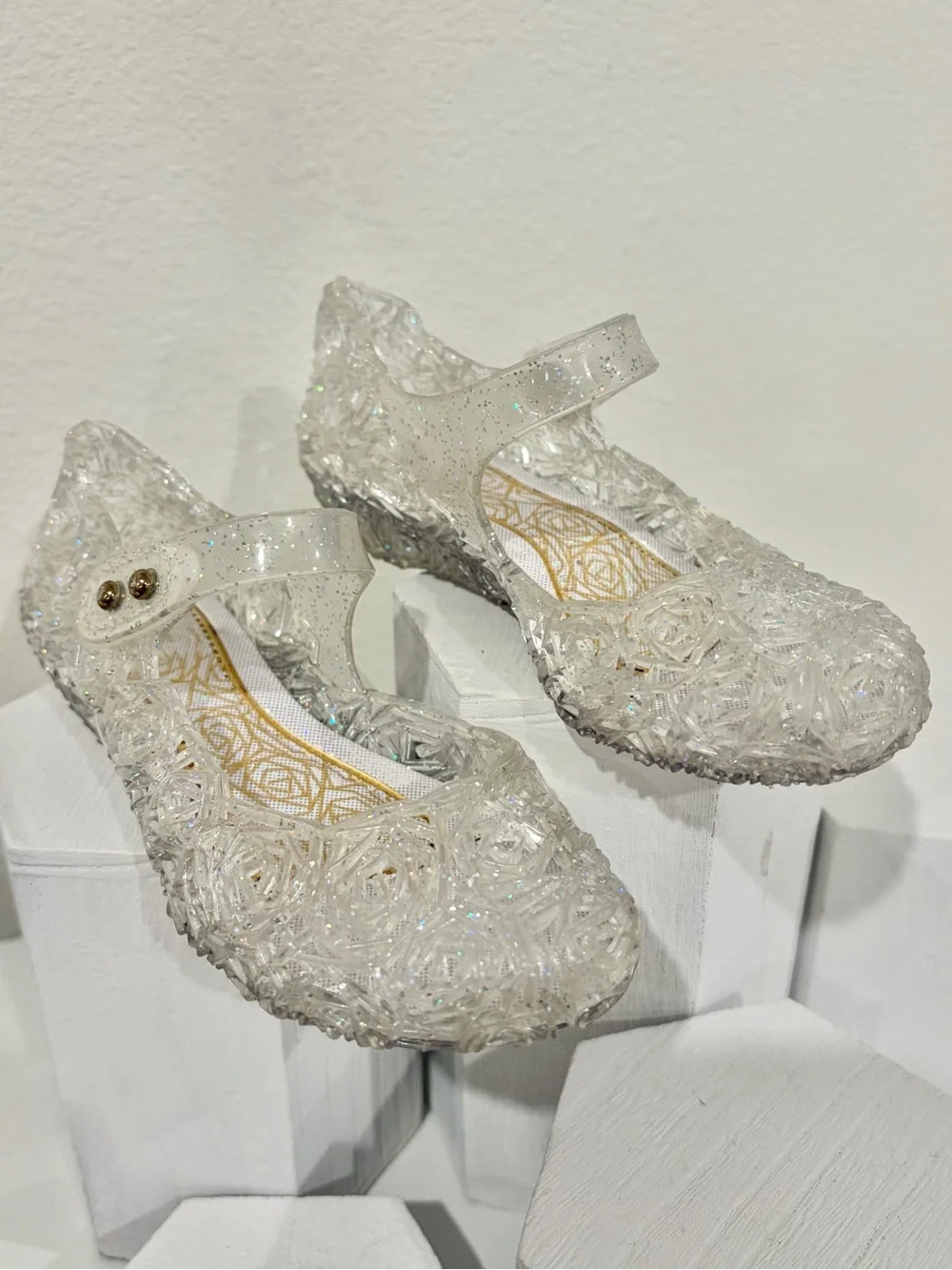 Lot of 2 pairs of  Glitter Jelly Mary Janes - Gold and Silver Size toddler 7-8